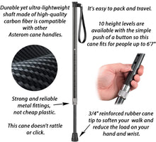 Carbon Fiber Adjustable Shaft for Asterom Canes