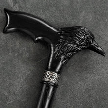 Carved Raven Walking Cane - Black Cane for Men