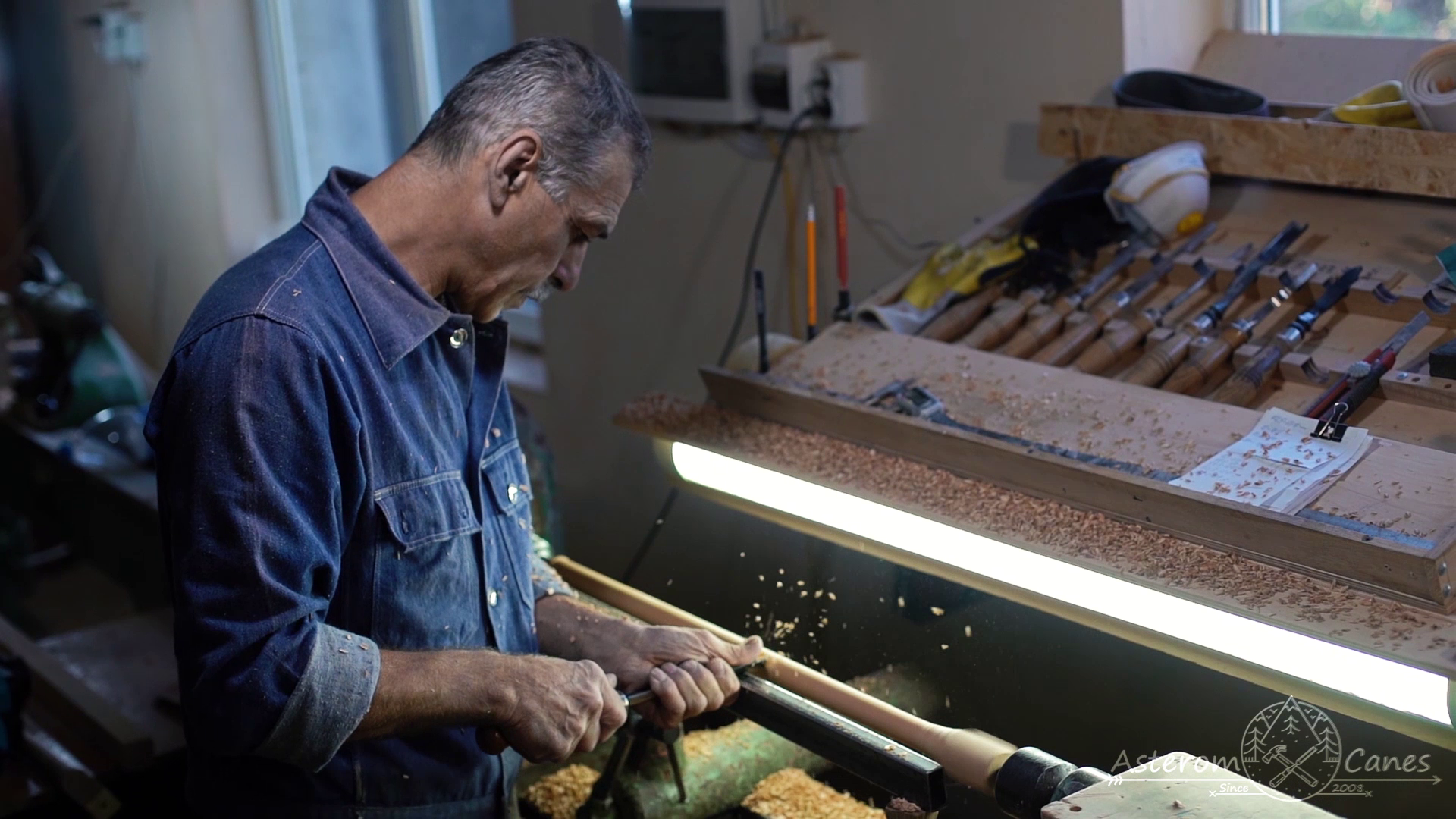 Load video: Carbon Adjustable Cane with Ergonomic Wooden Handle