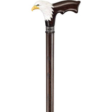 Hand-Painted Bald Eagle Wooden Walking Cane for Men