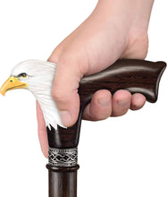 Hand-Painted Bald Eagle Wooden Walking Cane for Men