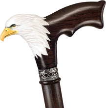 Hand-Painted Bald Eagle Wooden Walking Cane for Men