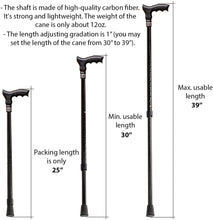 Cool Carbon Adjustable Cane with Ergonomic Wooden Handle