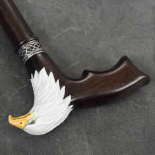 Hand-Painted Bald Eagle Wooden Walking Cane for Men