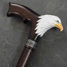 Hand-Painted Bald Eagle Wooden Walking Cane for Men