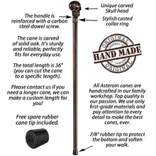 Skull Walking Cane Sturdy Fully Carved Canes Sticks