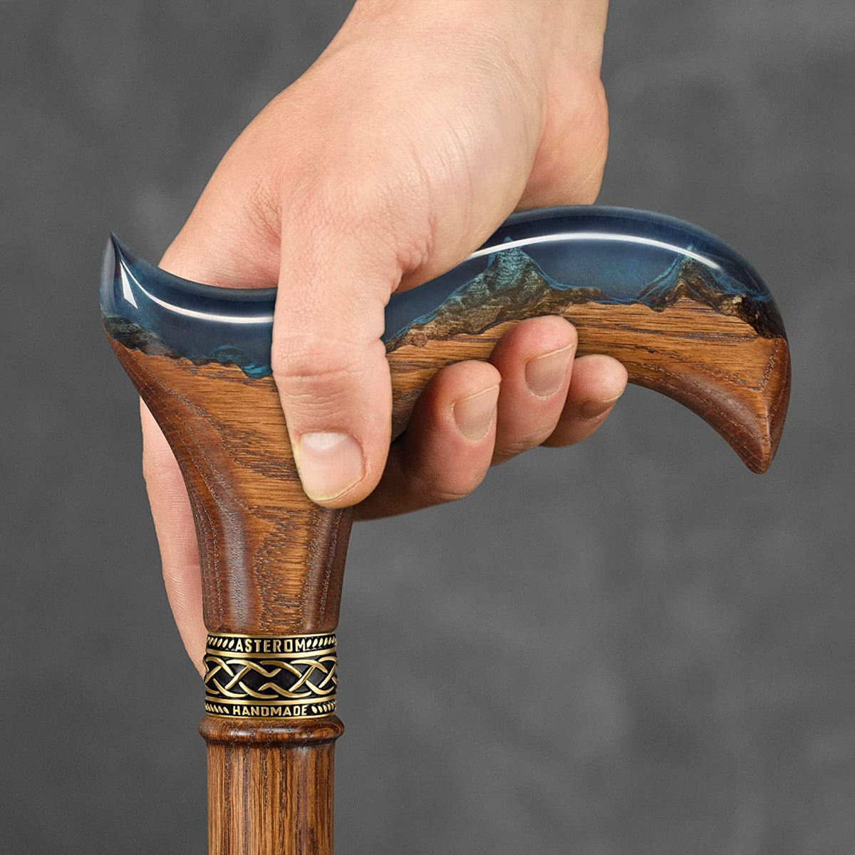 Unique Handmade Walking Cane Mountains Fancy Epoxy Walking Stick