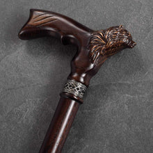 Bear Carved Wood Walking Cane - Custom Length and Color