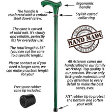 Irish Walking Cane for Men - Shamrock- Green Cane