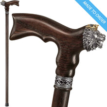 Lion King Walking Cane for Men, Wooden Cane