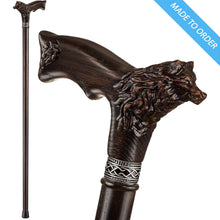 Wolf Fenrir Carved Walking Cane - Custom Length and Color