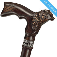 Bear Carved Wood Walking Cane - Custom Length and Color