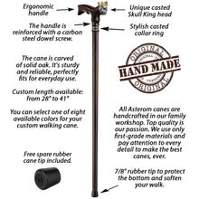 Skull King Walking Cane Custom Length and Color