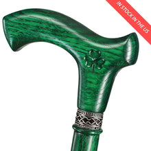 Irish Walking Cane for Men - Shamrock- Green Cane