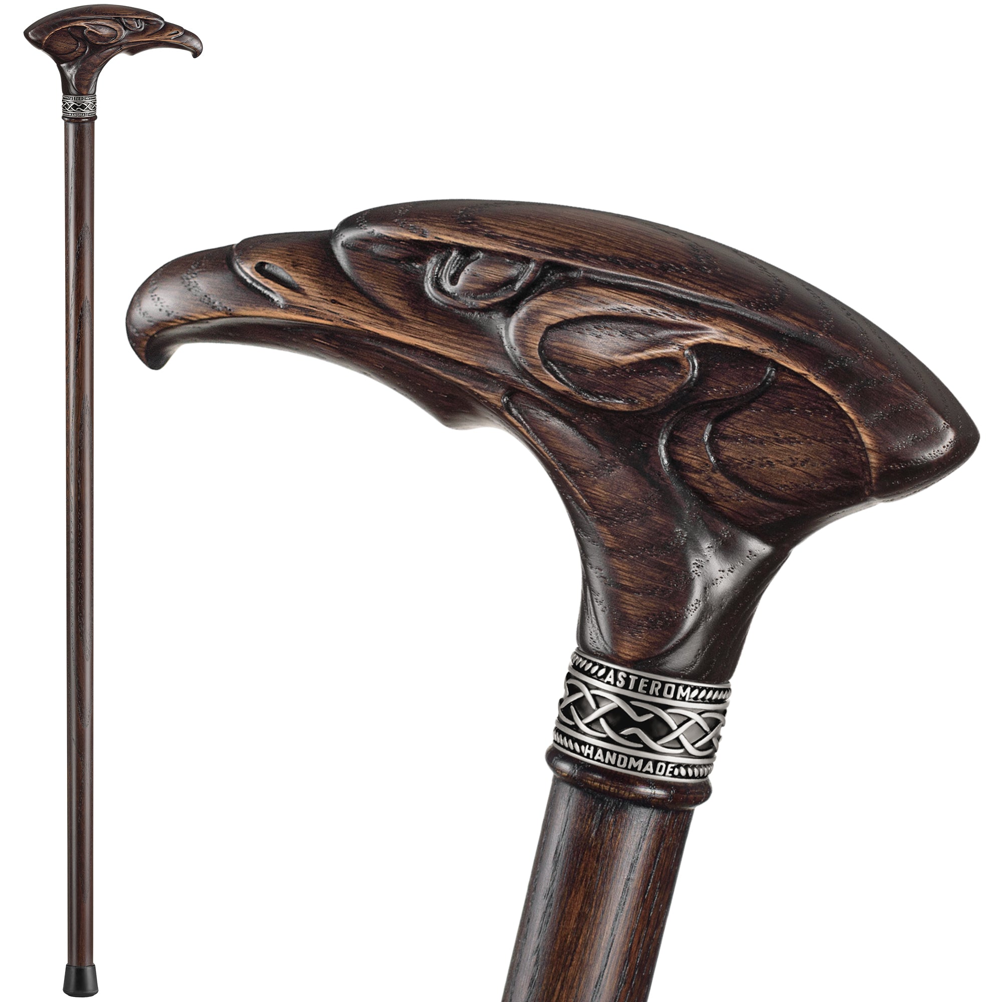 Eagle Hand Carved Walking Cane, Custom Length