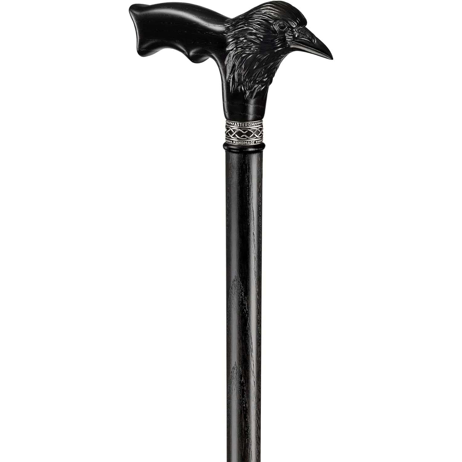 Carved Raven Walking Cane - Black Cane for Men