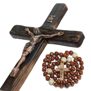 Unique Crucifix Rustic Wall Cross, Wooden Home Decor