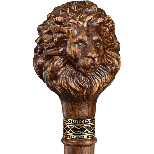 Carved Lion Walking Cane Sturdy Fully Carved Canes Sticks
