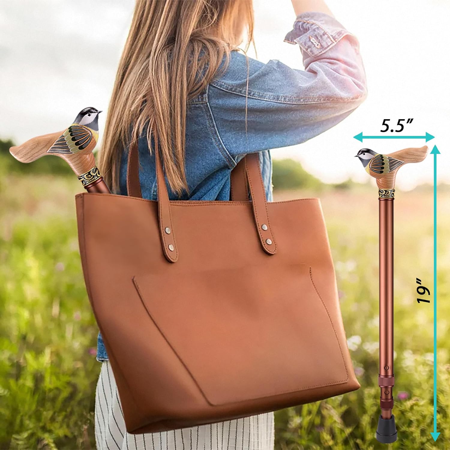 Hand-Painted Birdie Walking Cane for Women