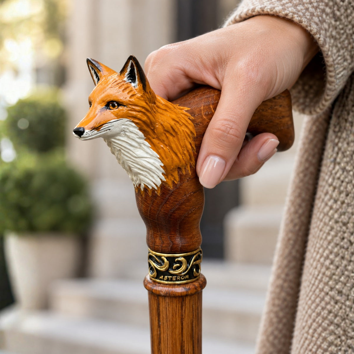 Hand-Painted Fox Cane - Custom Length