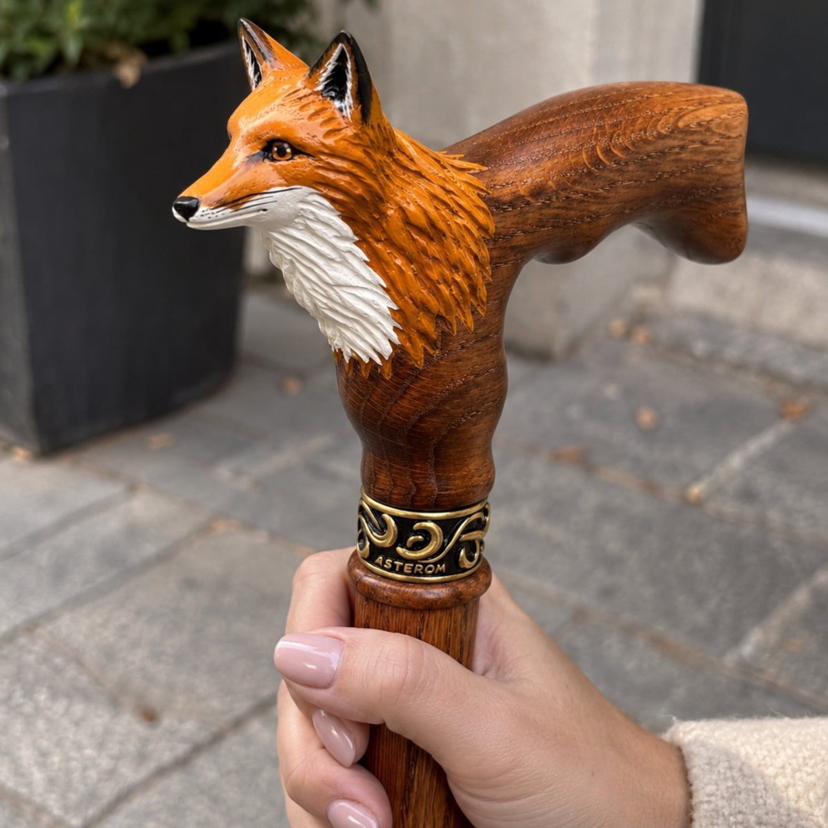 Hand-Painted Fox Cane - Custom Length