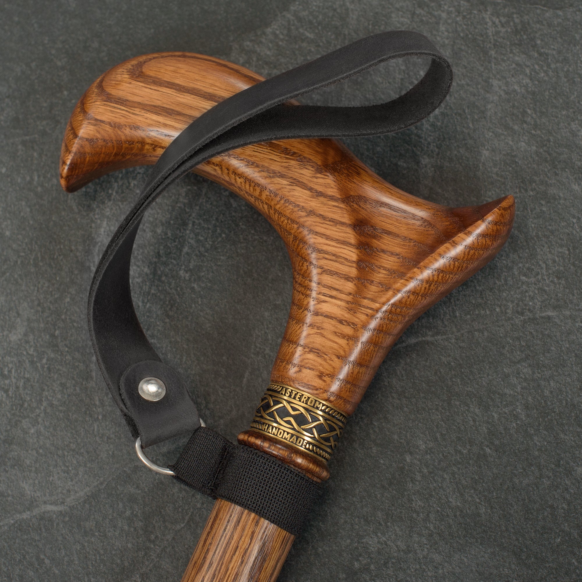 Black Leather Wrist Strap for Canes and Walking Sticks