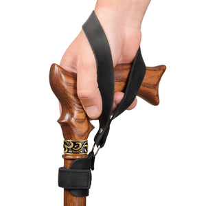 Black Stylish Leather Wrist Strap for Canes and Walking Sticks
