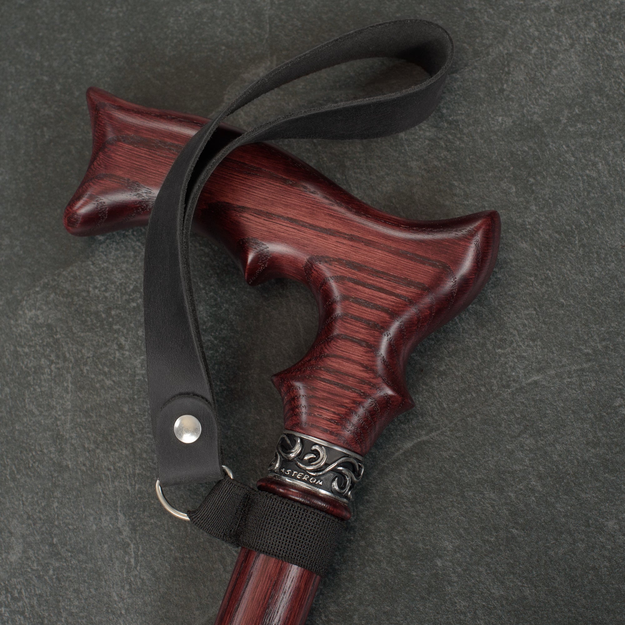 Black Leather Wrist Strap for Canes and Walking Sticks