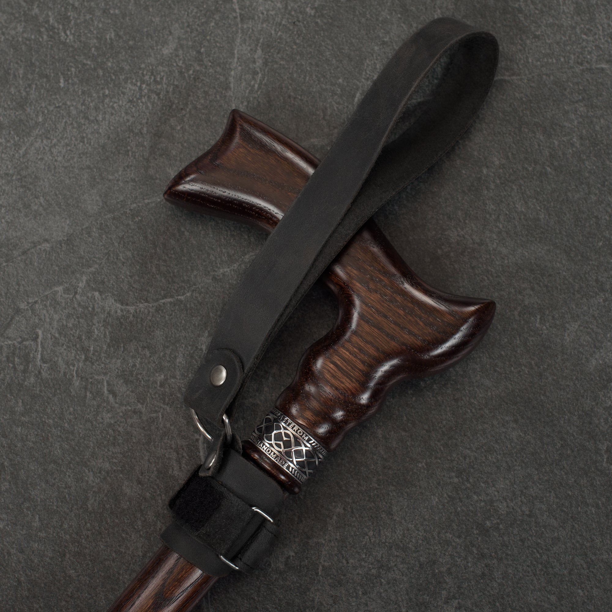 Black Stylish Leather Wrist Strap for Canes and Walking Sticks