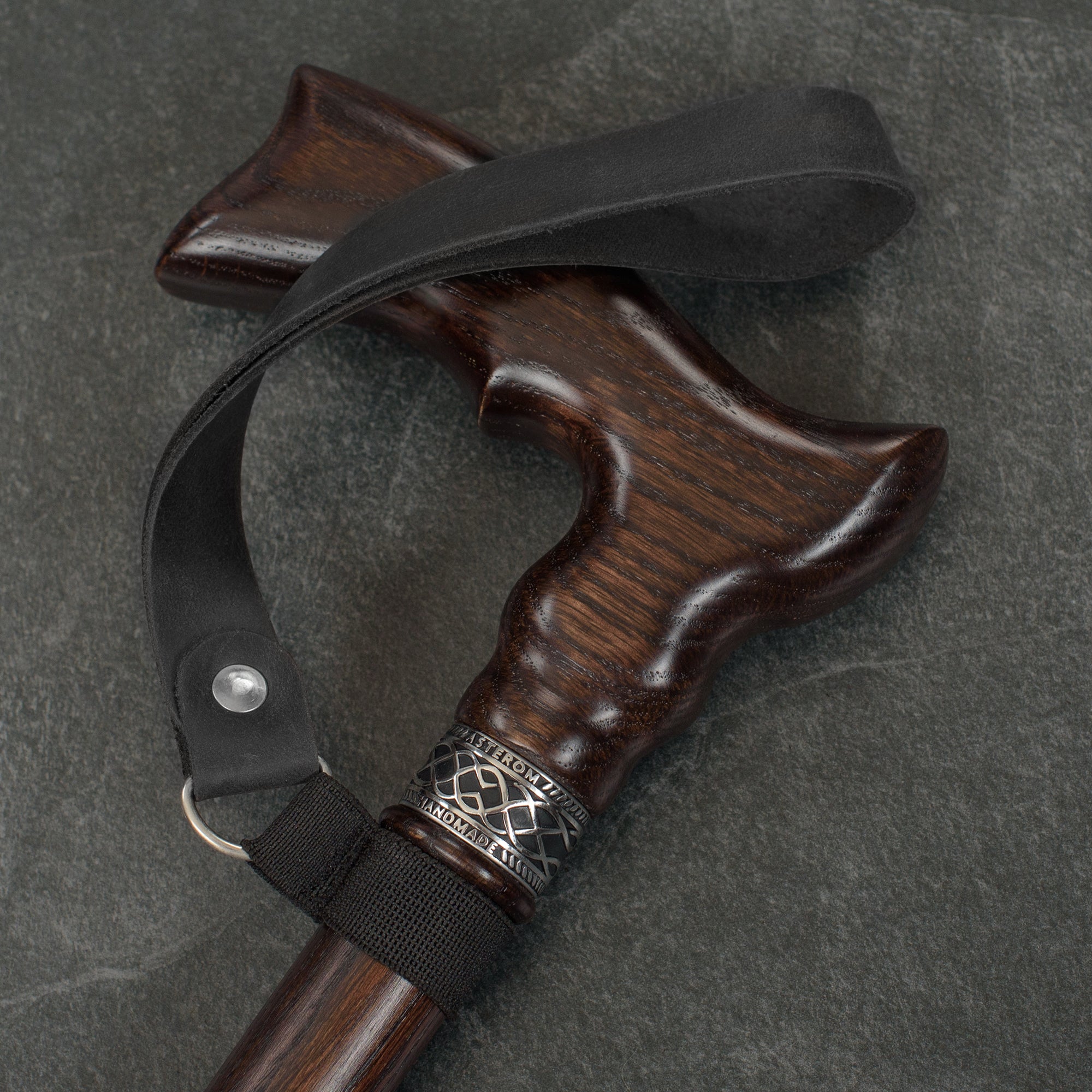 Black Leather Wrist Strap for Canes and Walking Sticks