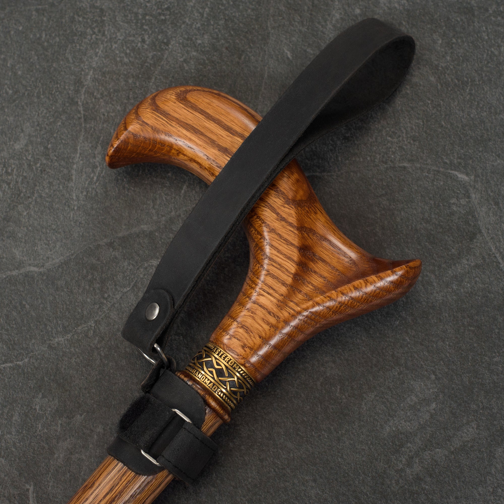 Black Stylish Leather Wrist Strap for Canes and Walking Sticks