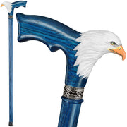 Hand-Painted Bald Eagle Wooden Walking Cane for Men