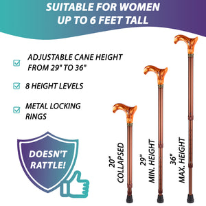 Handmade Golden Ergonomic Epoxy Walking Cane for Women