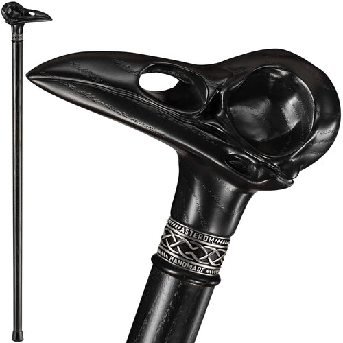 Raven Skull Walking Cane, Custom Length & Color