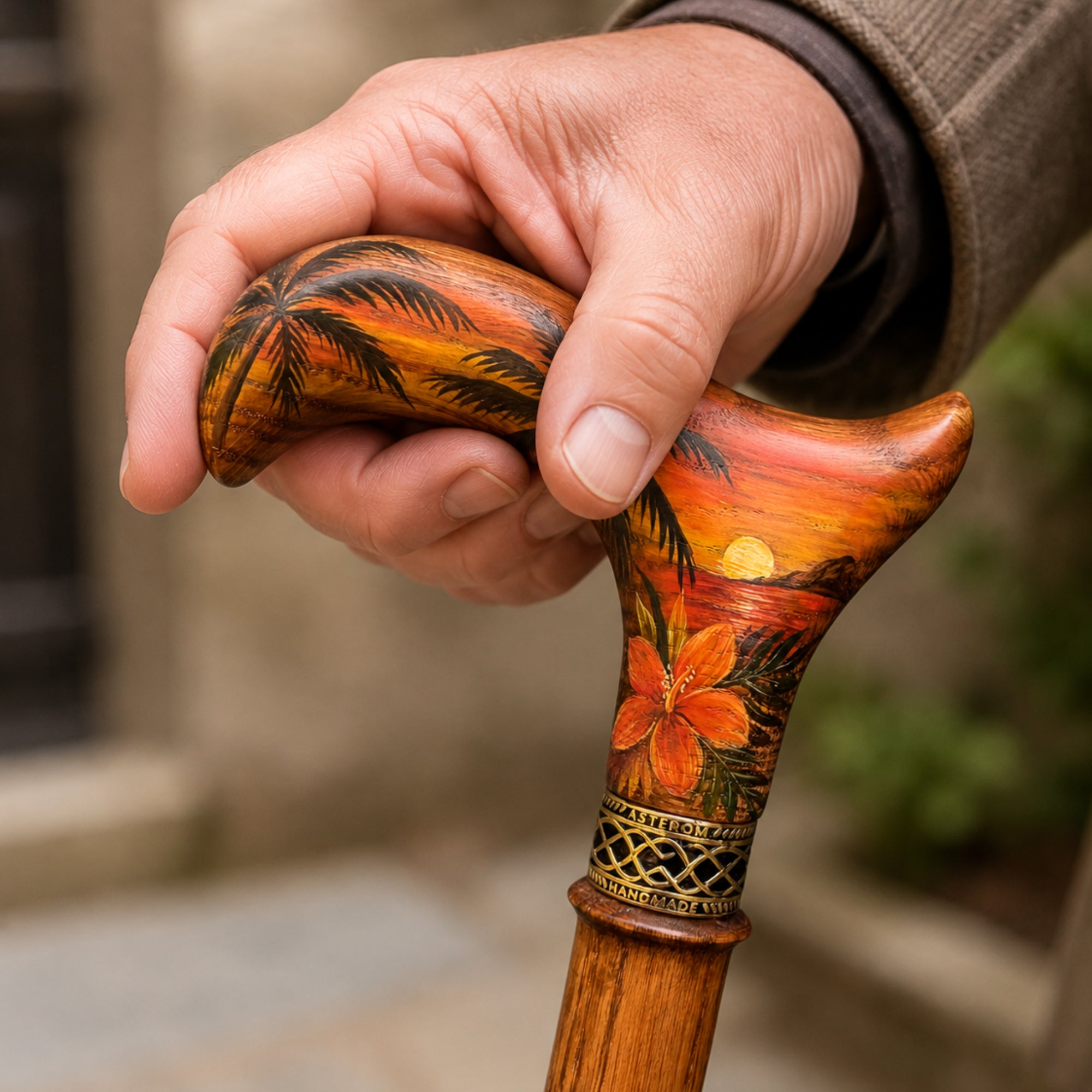 Hand-Painted Tropic Cane - Unusual Stylish Walking Stick