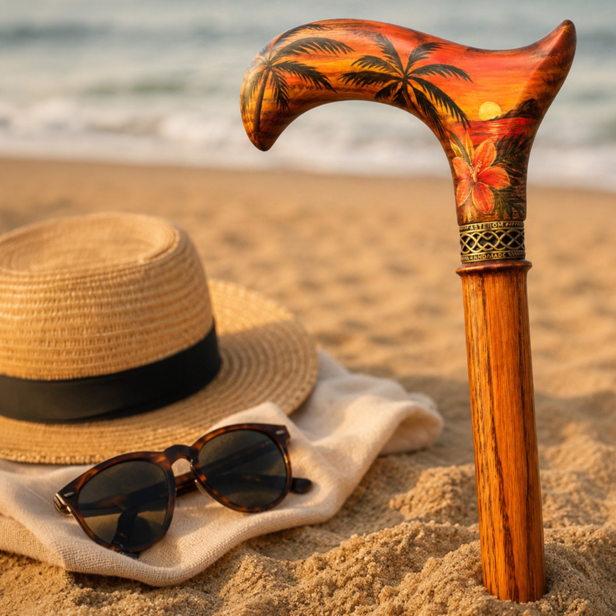 Hand-Painted Tropic Cane - Unusual Stylish Walking Stick