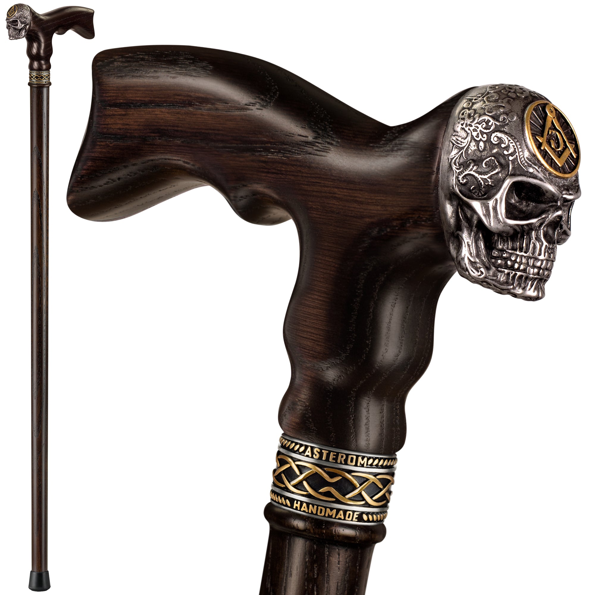 Masonic Skull Walking Cane - Custom Length and Color