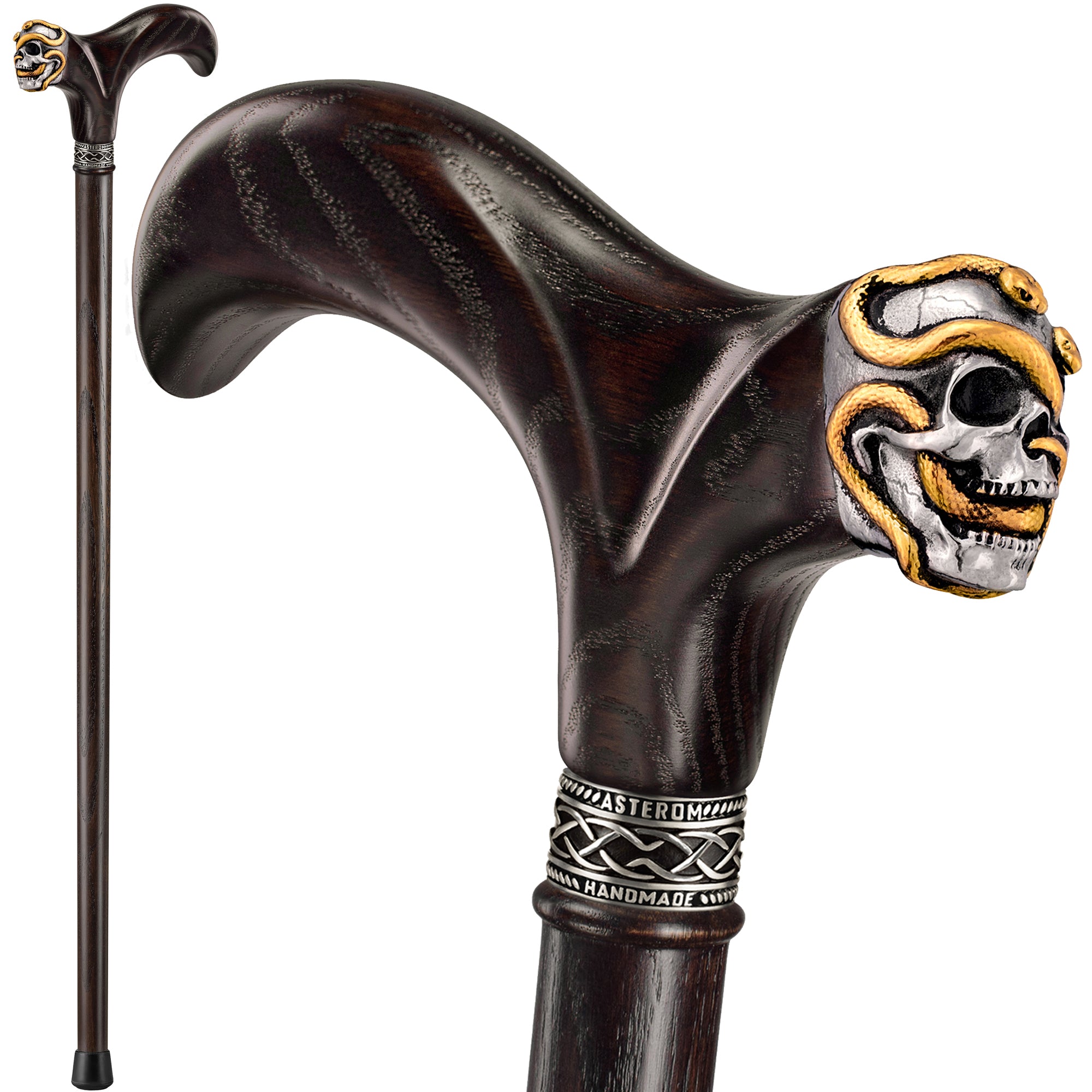 Skull with Snakes Walking Cane Custom Length and Color