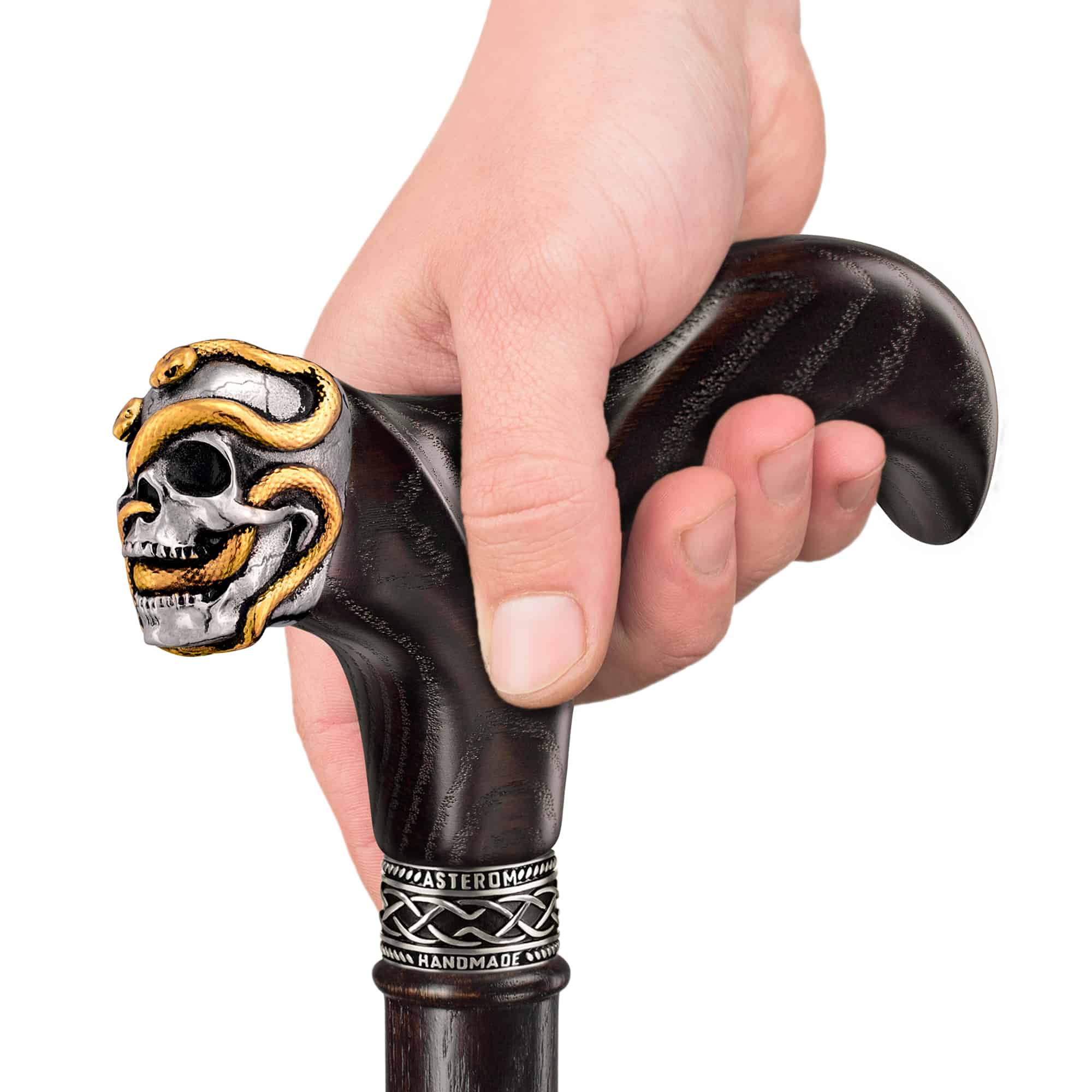 Skull with Snakes Walking Cane Custom Length and Color