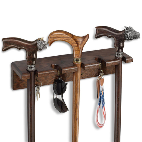 Custom Stylish Wooden Wall Holder for Canes Walking Sticks