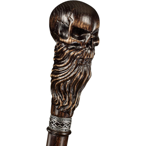Bearded Skull Walking Cane Sturdy Fully Carved Canes Sticks