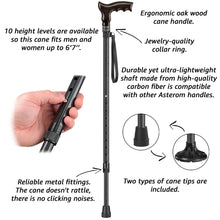 Carbon Adjustable Cane with Ergonomic Wooden Handle