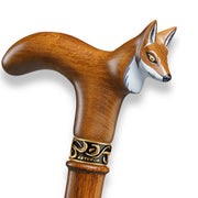 Carved & Hand-Painted Fox Walking Cane - Custom Length & Engraving