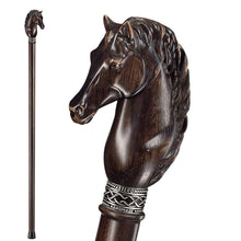 Horse Carved Wood Walking Cane - Custom Length and Color