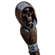 Custom Hooded Skull Walking Cane Sturdy Fully Carved Stick