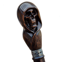 Custom Hooded Skull Walking Cane Sturdy Fully Carved Stick