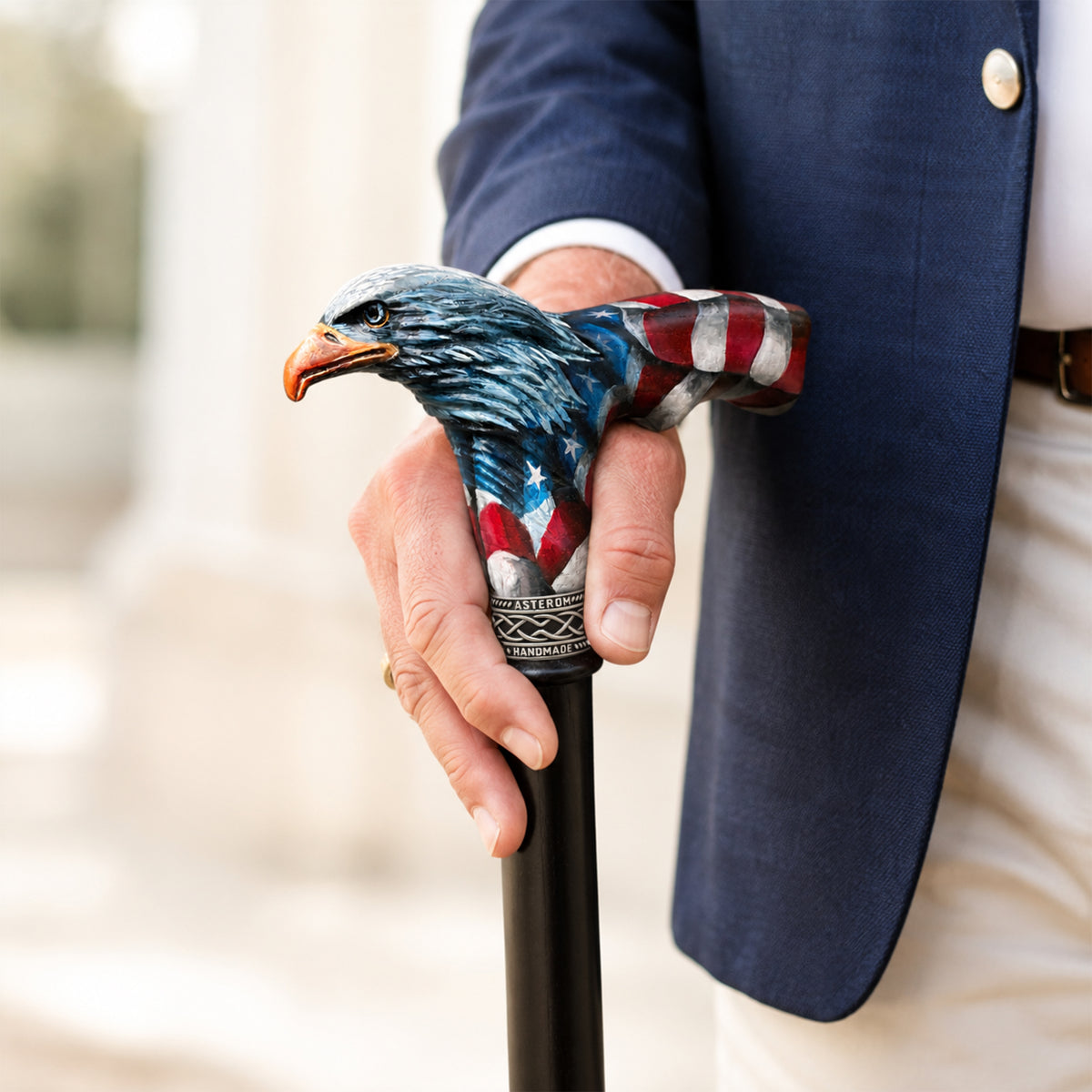 Hand-Painted American Eagle Flag Design - Custom Length