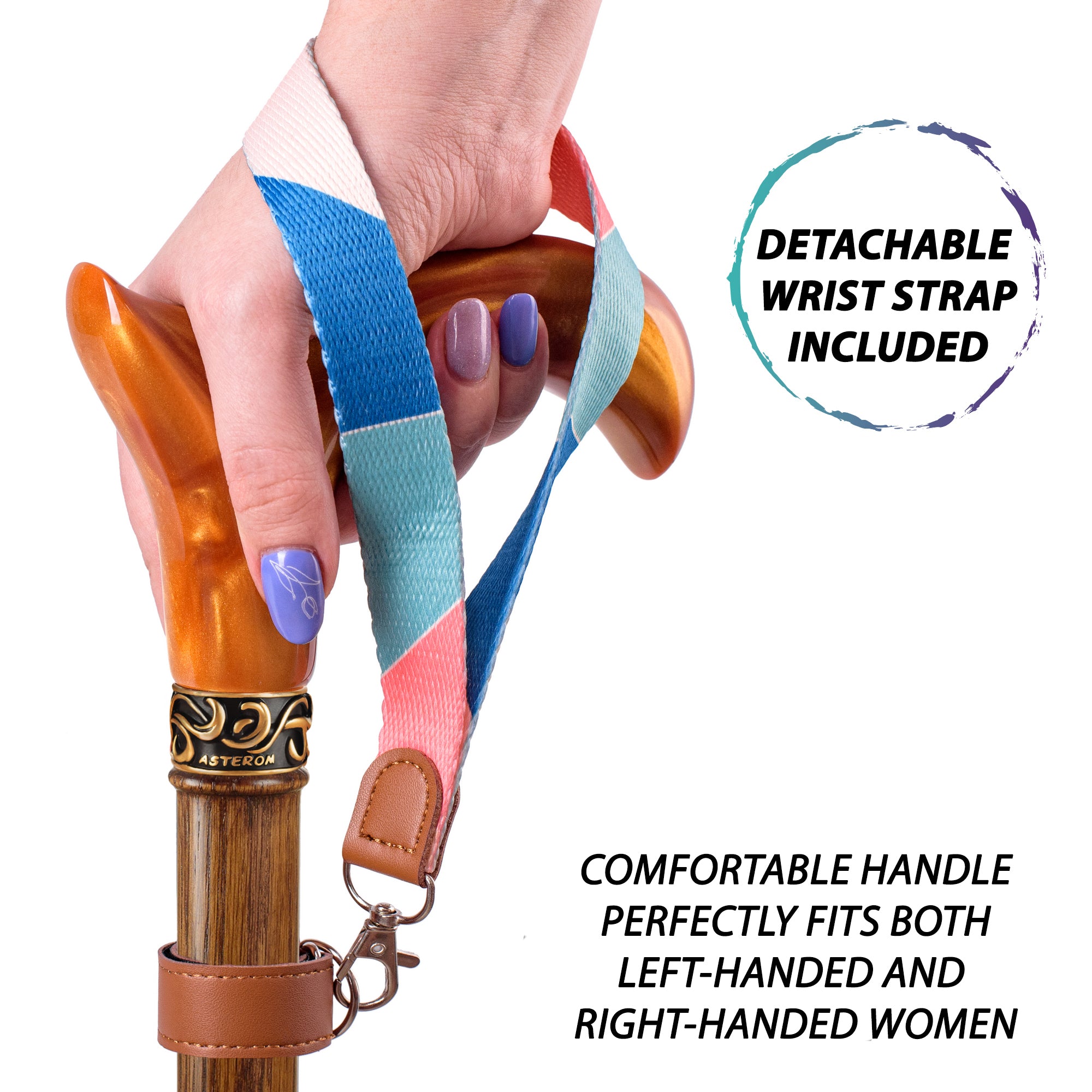 Custom Fancy Cane with Epoxy Handle and Wooden Shaft