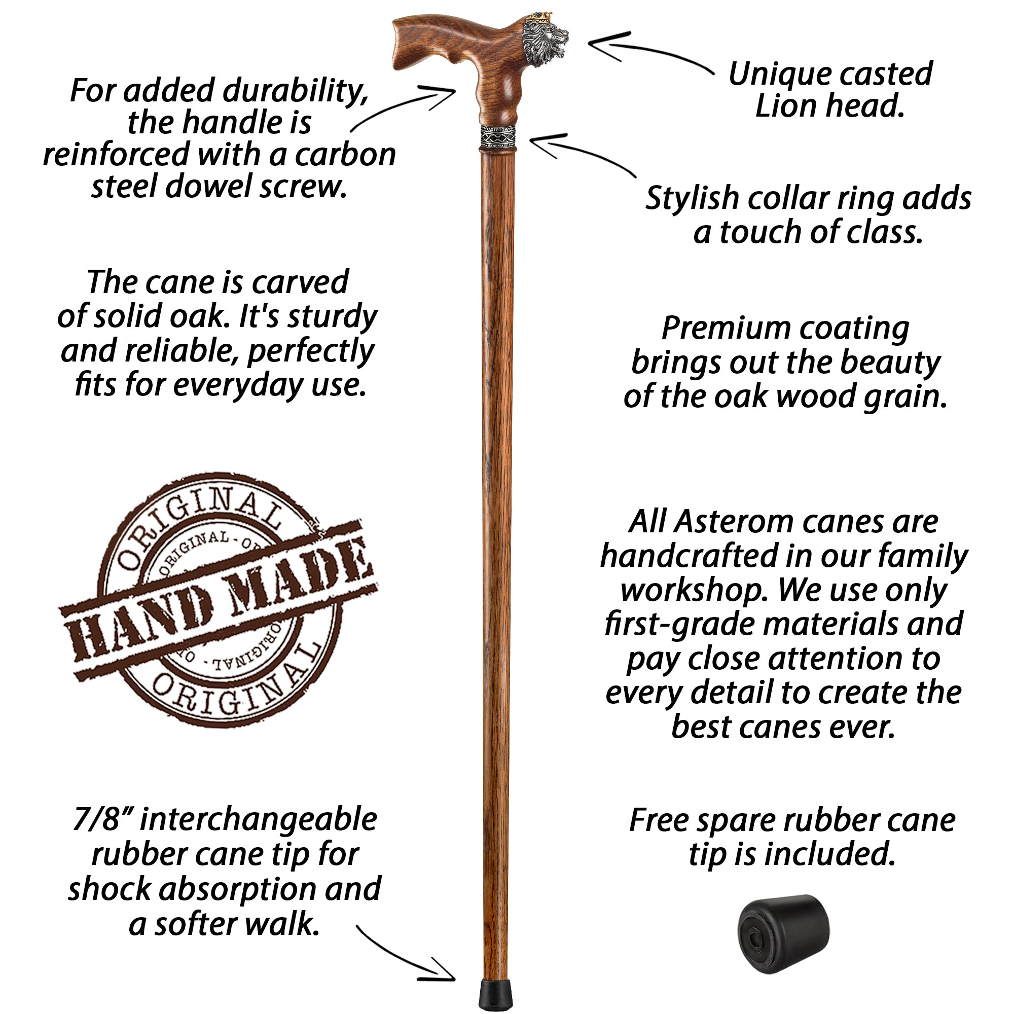 Unique Lion King Wooden Walking Cane for Men