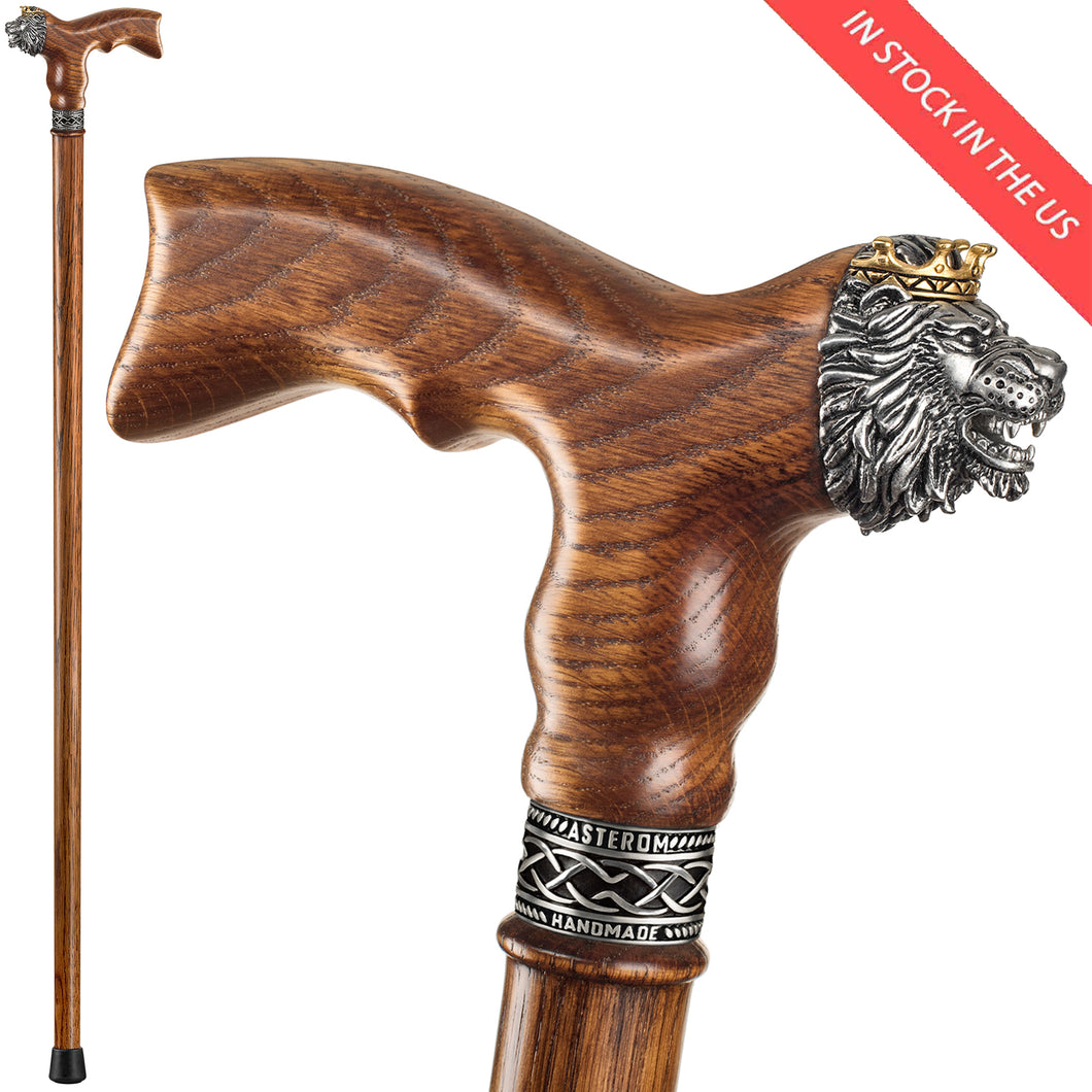 Unique Lion King Wooden Walking Cane for Men